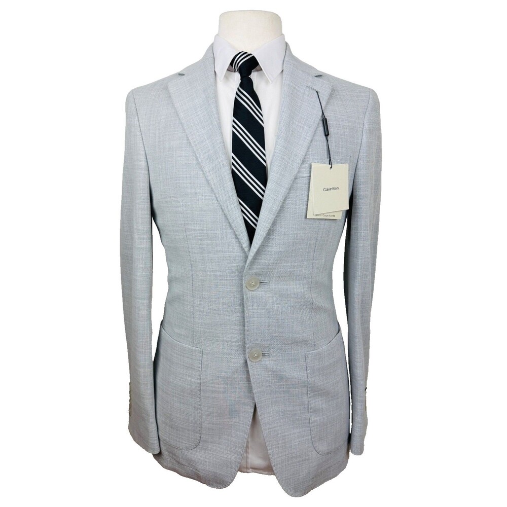 $295 NEW CALVIN KLEIN MENS 36R HEATHER GRAY SLIM BLAZER SPORT COAT SUIT JACKET